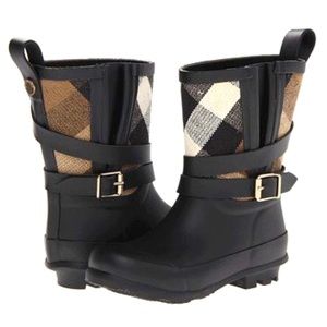 Burberry Holloway Mini Check Rubber Rainboots